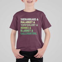 Funny St Patricks Day Shenanigans Malarkey Tomfoolery Hijinks Blarney Gallivanting T Shirt For Kid