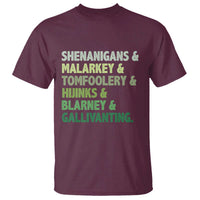 Funny St Patricks Day Shenanigans Malarkey Tomfoolery Hijinks Blarney Gallivanting T Shirt