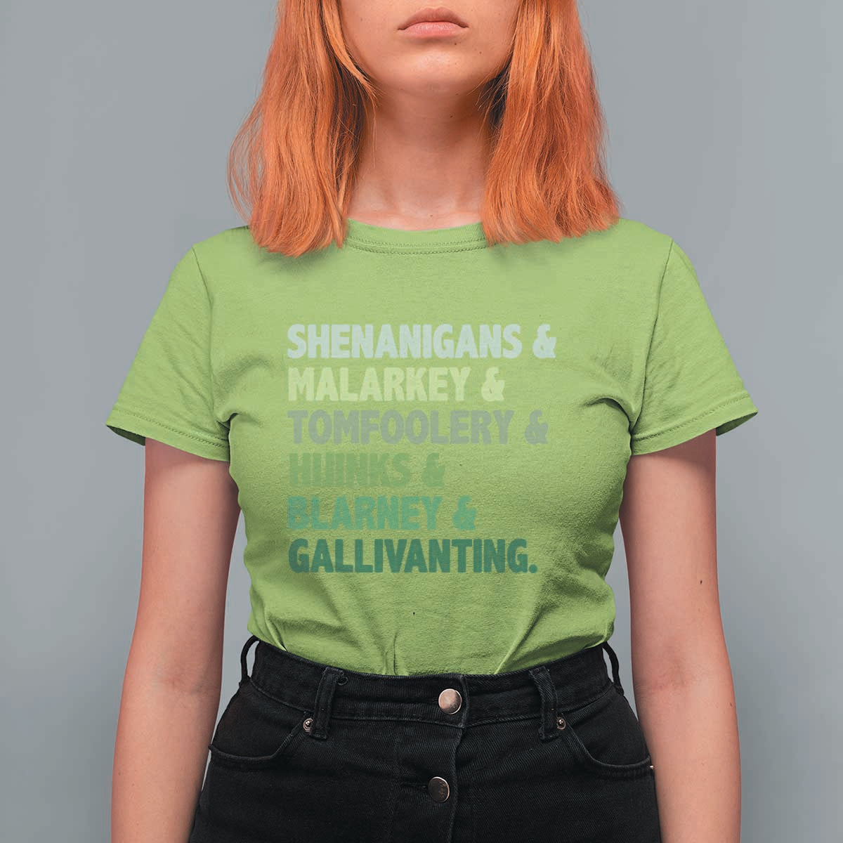 Funny St Patricks Day Shenanigans Malarkey Tomfoolery Hijinks Blarney Gallivanting T Shirt For Women