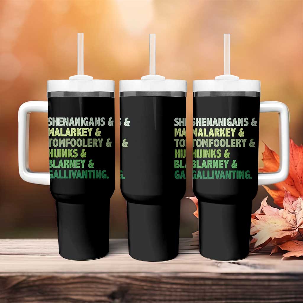 Funny St Patricks Day Shenanigans Malarkey Tomfoolery Hijinks Blarney Gallivanting Tumbler With Handle