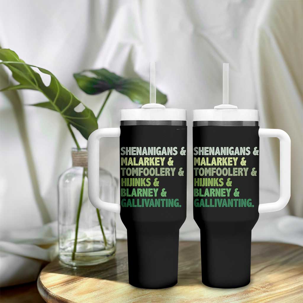Funny St Patricks Day Shenanigans Malarkey Tomfoolery Hijinks Blarney Gallivanting Tumbler With Handle