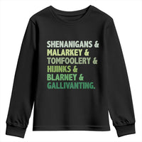 Funny St Patricks Day Shenanigans Malarkey Tomfoolery Hijinks Blarney Gallivanting Youth Sweatshirt