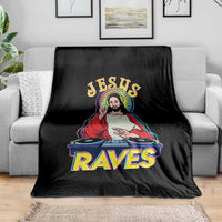 Funny Jesus DJ Raves Techno EDM Party Throw Blanket