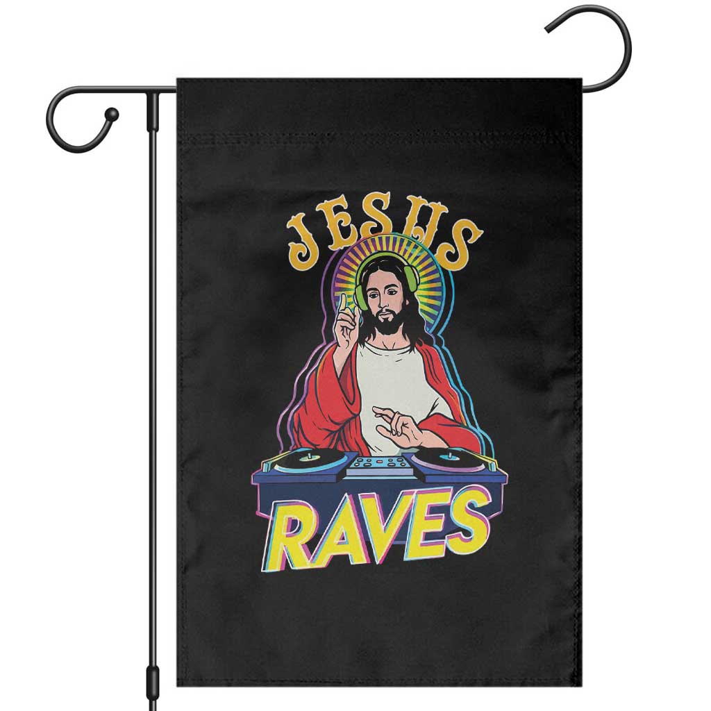 Funny Jesus DJ Raves Techno EDM Party Garden Flag