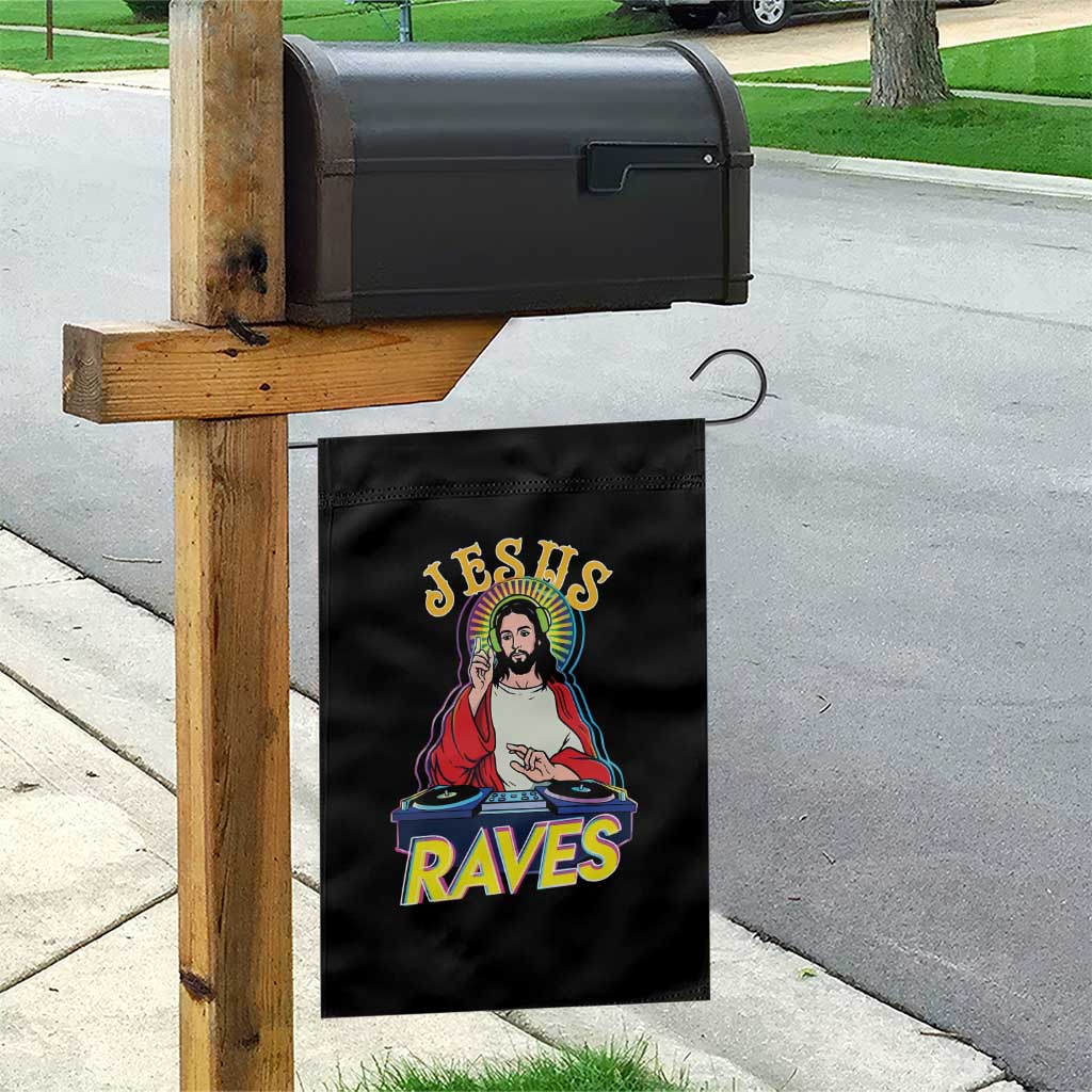 Funny Jesus DJ Raves Techno EDM Party Garden Flag