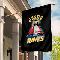 Funny Jesus DJ Raves Techno EDM Party Garden Flag