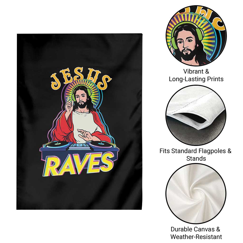 Funny Jesus DJ Raves Techno EDM Party Garden Flag