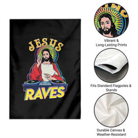 Funny Jesus DJ Raves Techno EDM Party Garden Flag