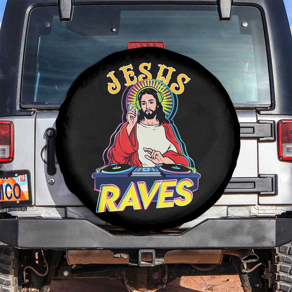 Funny Jesus DJ Raves Techno EDM Party Spare Tire Cover
