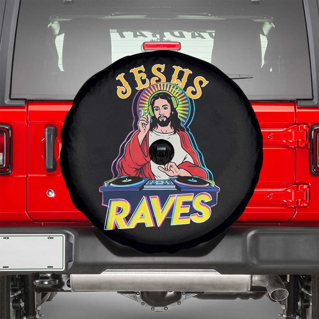Funny Jesus DJ Raves Techno EDM Party Spare Tire Cover
