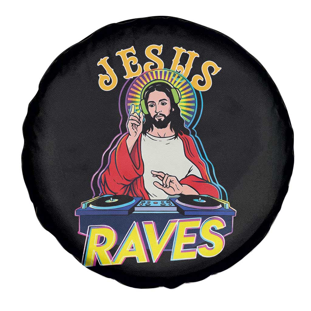 Funny Jesus DJ Raves Techno EDM Party Spare Tire Cover