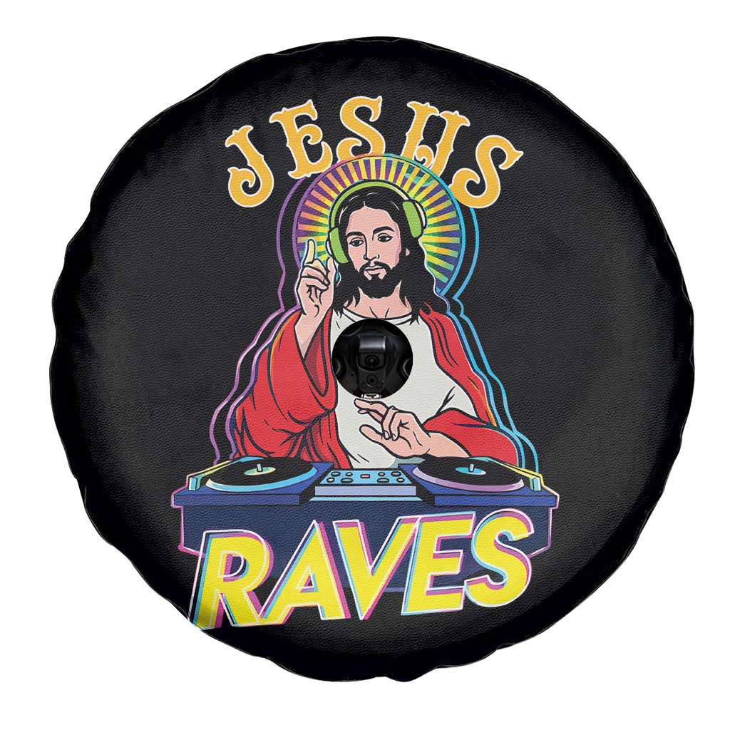 Funny Jesus DJ Raves Techno EDM Party Spare Tire Cover