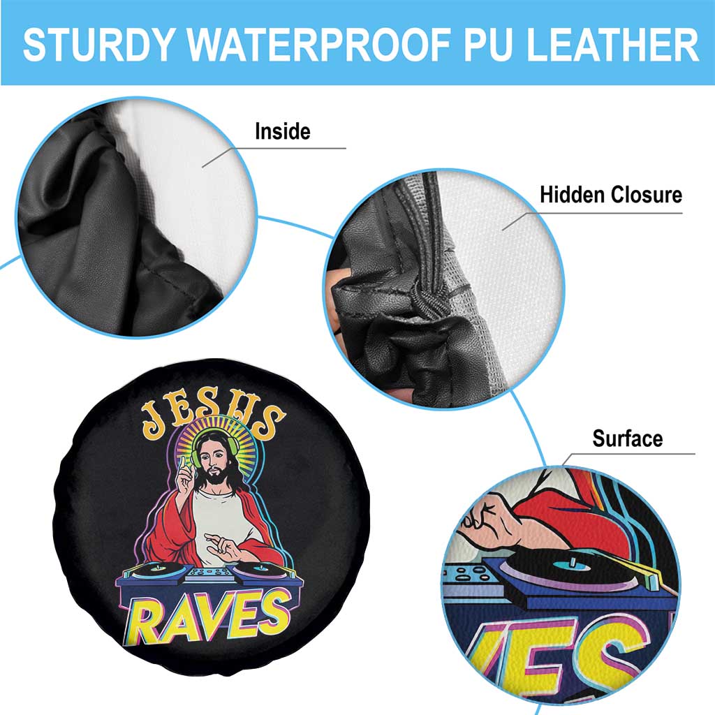 Funny Jesus DJ Raves Techno EDM Party Spare Tire Cover