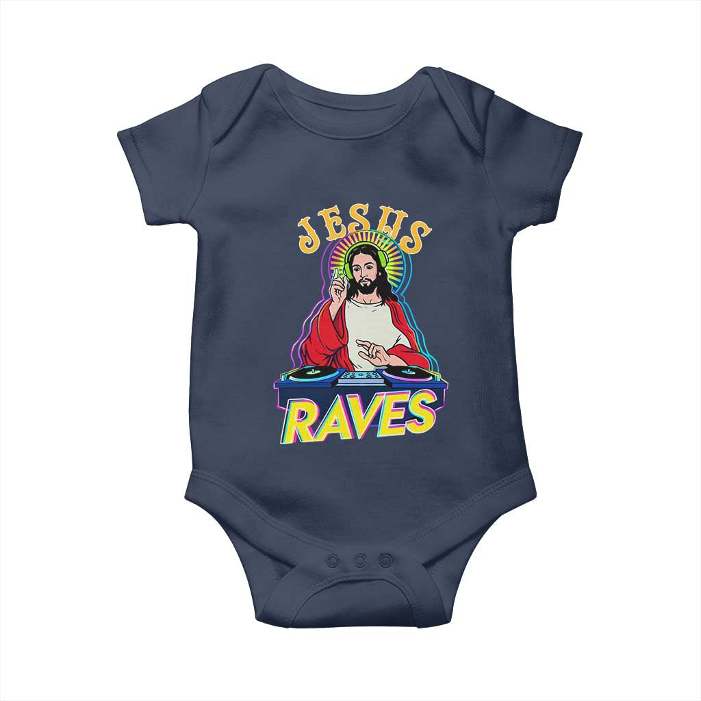 Funny Jesus DJ Raves Techno EDM Party Baby Onesie