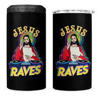 Funny Jesus DJ Raves Techno EDM Party 4 in 1 Can Cooler Tumbler
