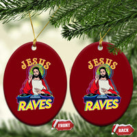 Funny Jesus DJ Raves Techno EDM Party Ceramic Ornament