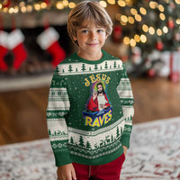 Funny Jesus DJ Raves Techno EDM Party Ugly Christmas Sweater