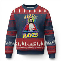 Funny Jesus DJ Raves Techno EDM Party Ugly Christmas Sweater