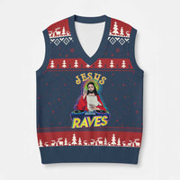 Funny Jesus DJ Raves Techno EDM Party V-Neck Knit Sweater Vest