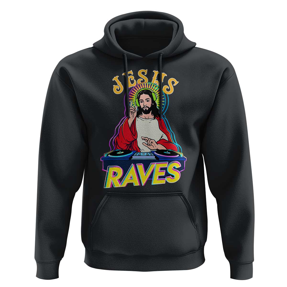 Funny Jesus DJ Raves Techno EDM Party Hoodie