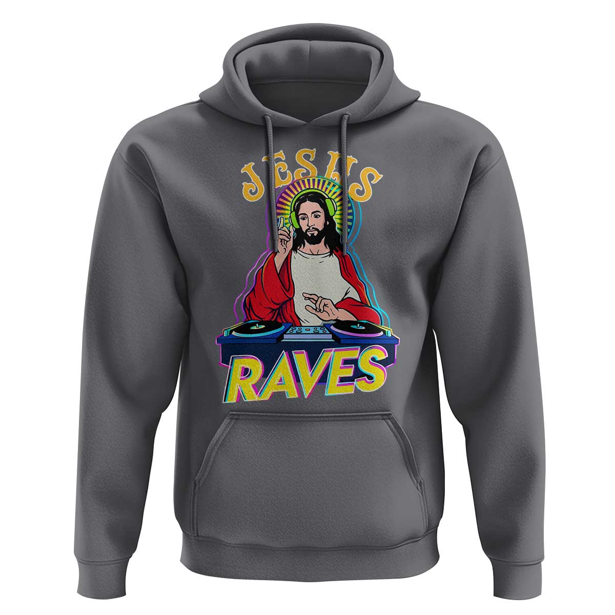 Funny Jesus DJ Raves Techno EDM Party Hoodie