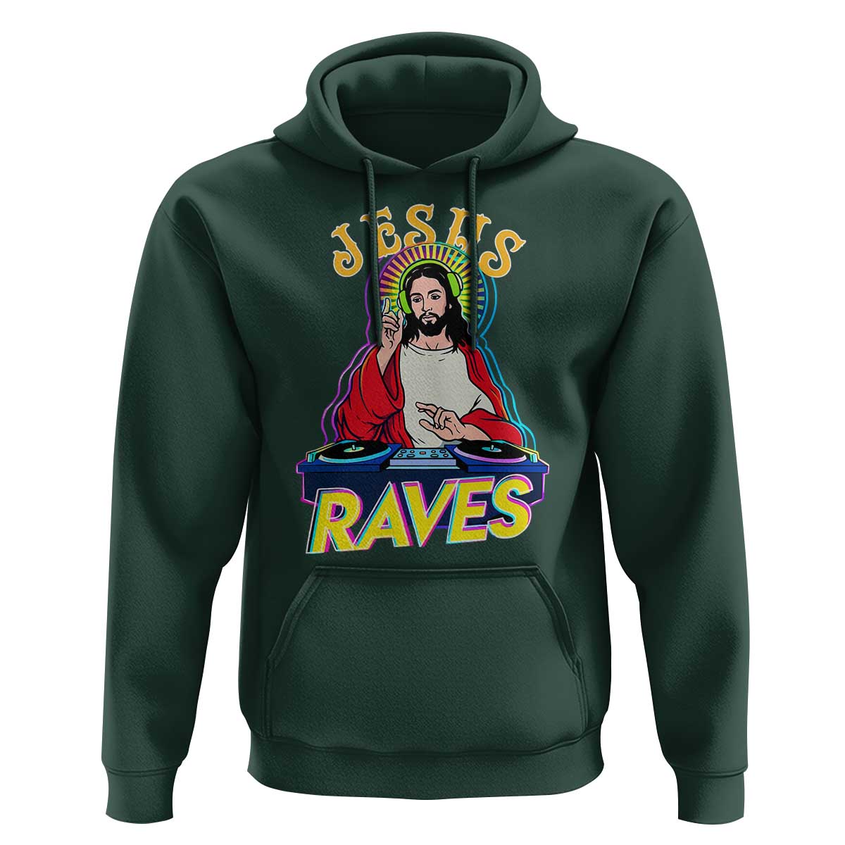 Funny Jesus DJ Raves Techno EDM Party Hoodie