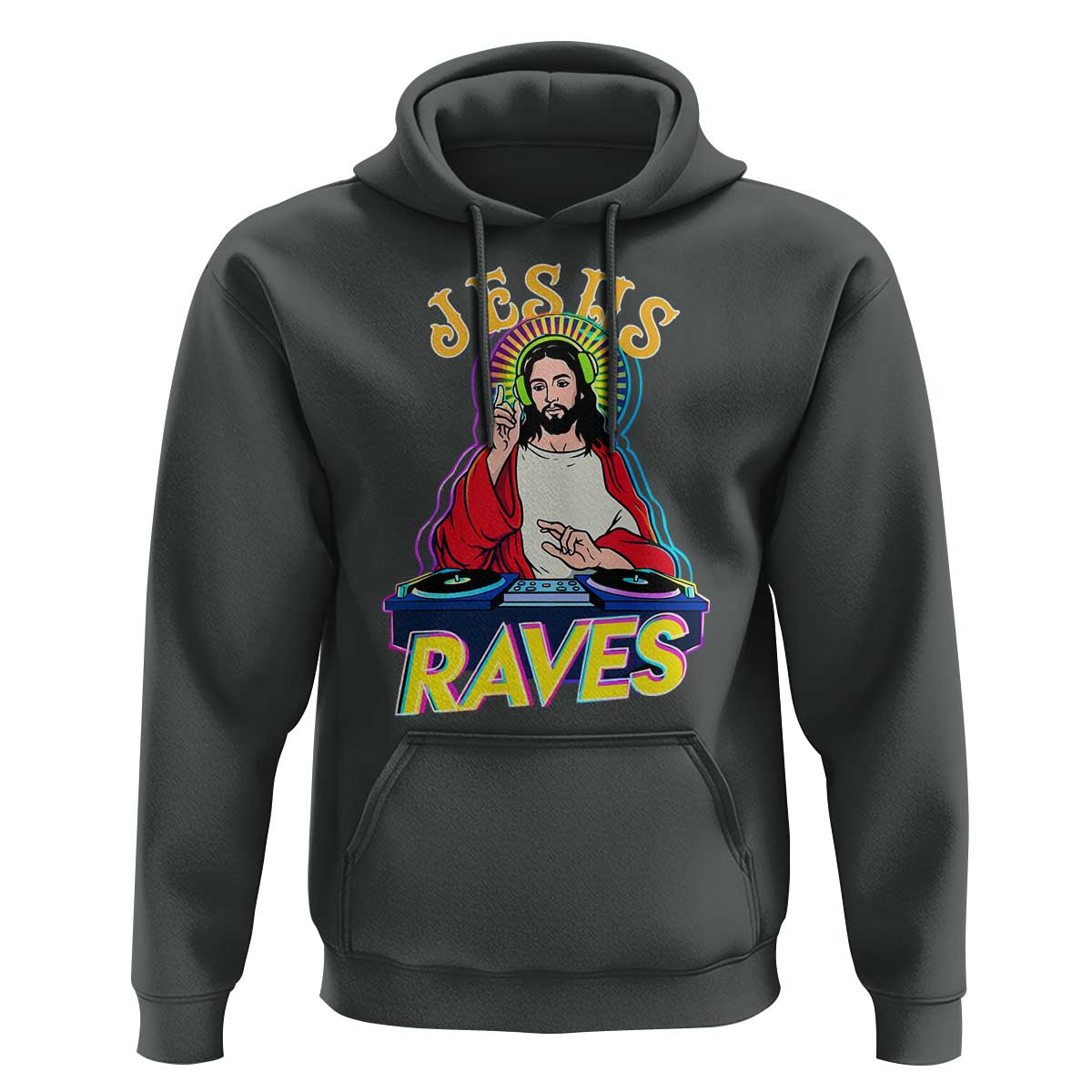 Funny Jesus DJ Raves Techno EDM Party Hoodie