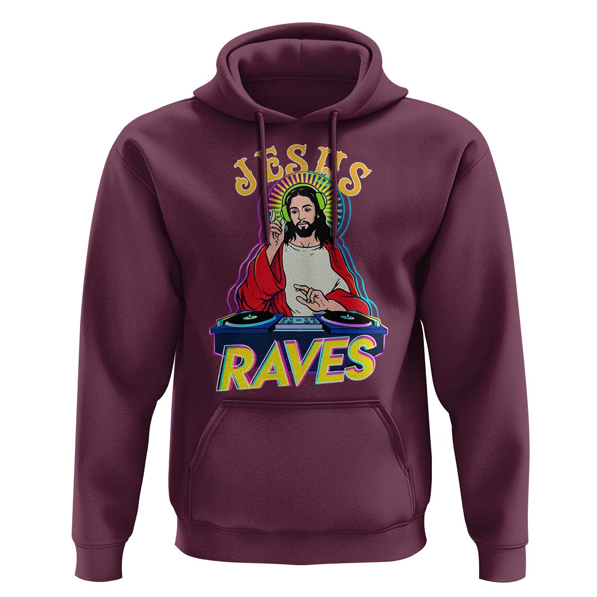 Funny Jesus DJ Raves Techno EDM Party Hoodie