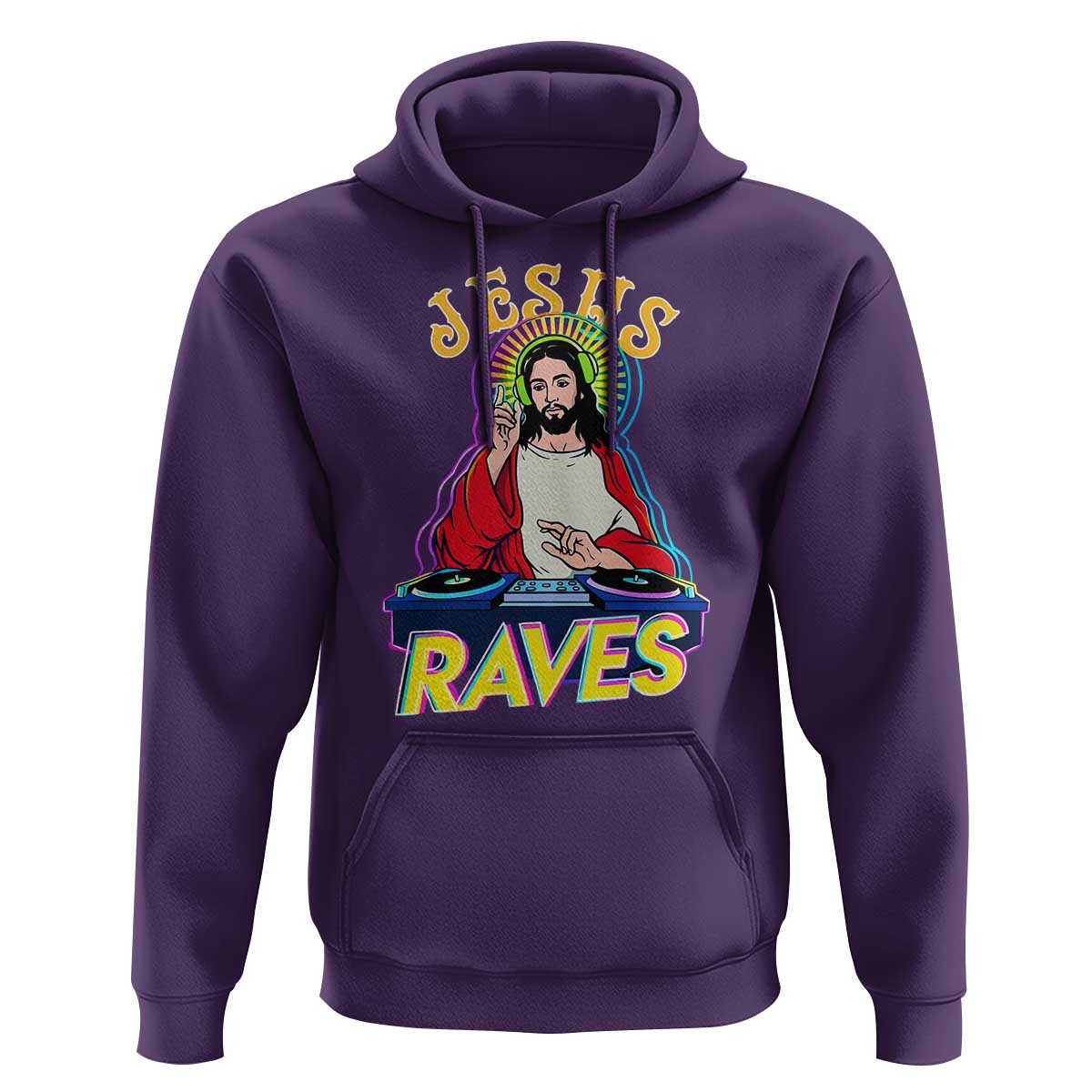 Funny Jesus DJ Raves Techno EDM Party Hoodie