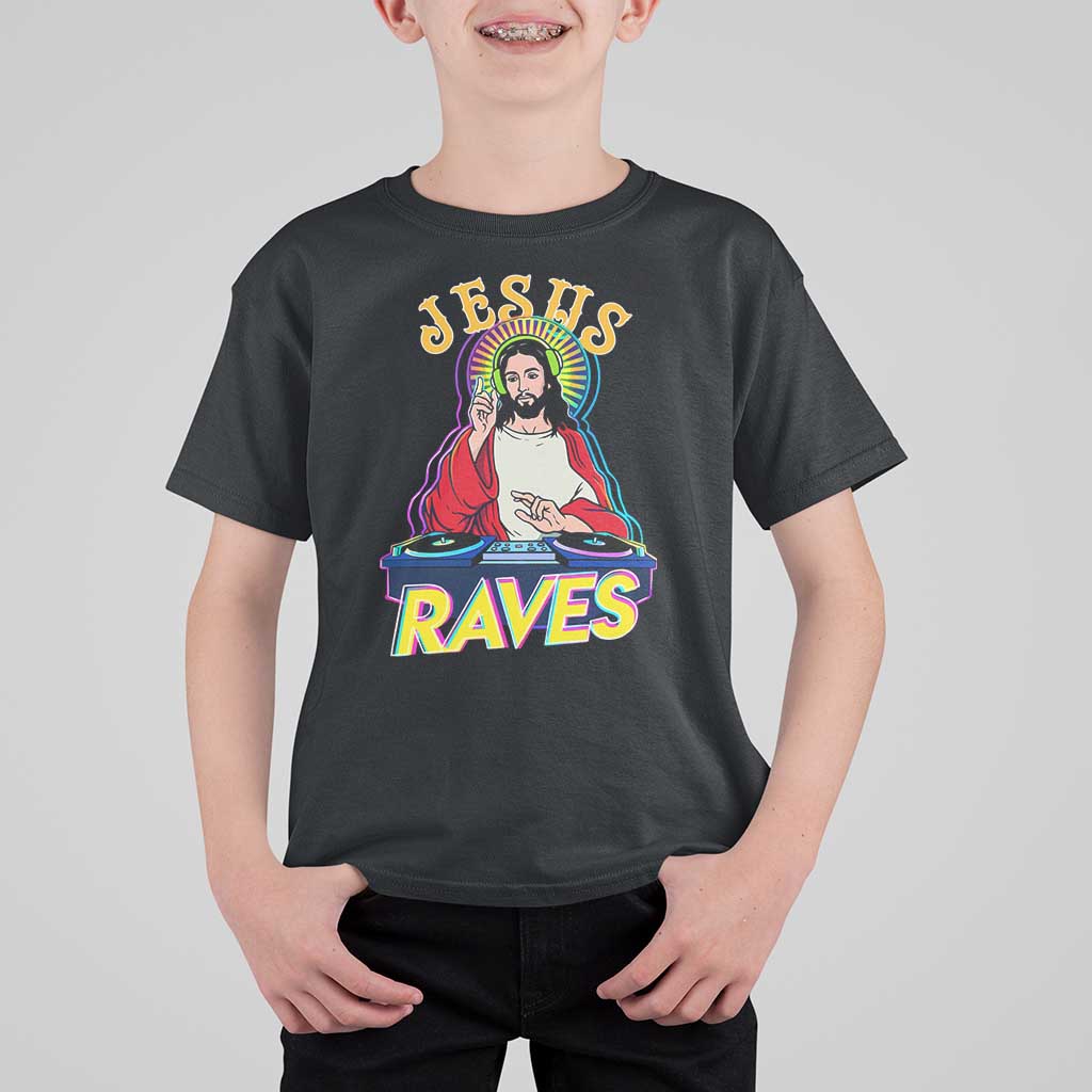 Funny Jesus DJ Raves Techno EDM Party T Shirt For Kid