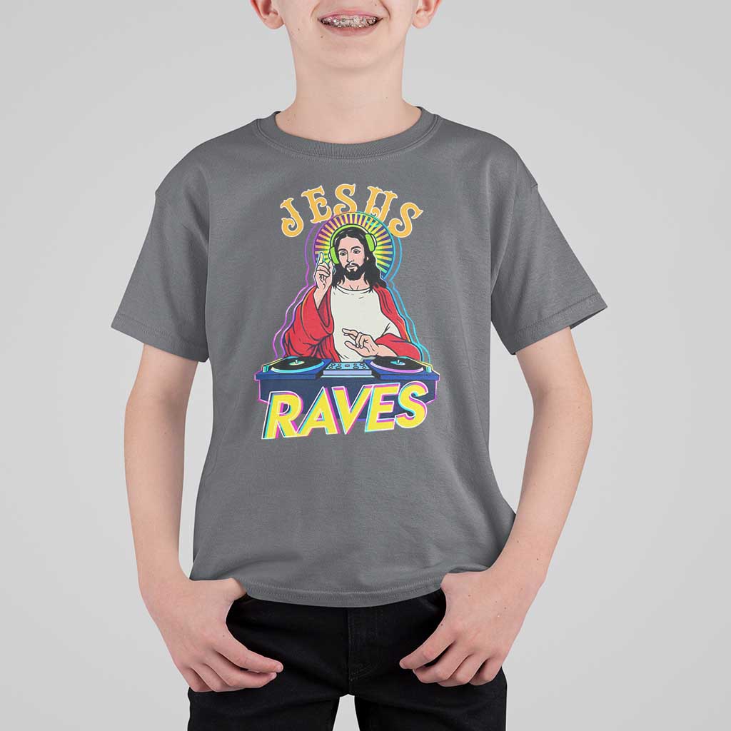 Funny Jesus DJ Raves Techno EDM Party T Shirt For Kid