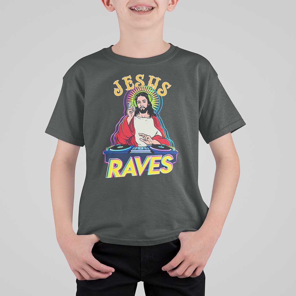 Funny Jesus DJ Raves Techno EDM Party T Shirt For Kid