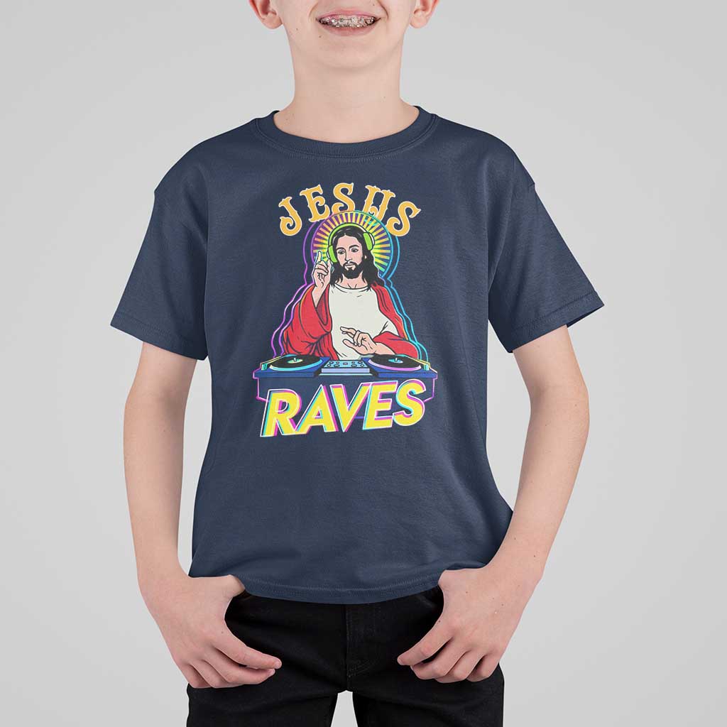Funny Jesus DJ Raves Techno EDM Party T Shirt For Kid