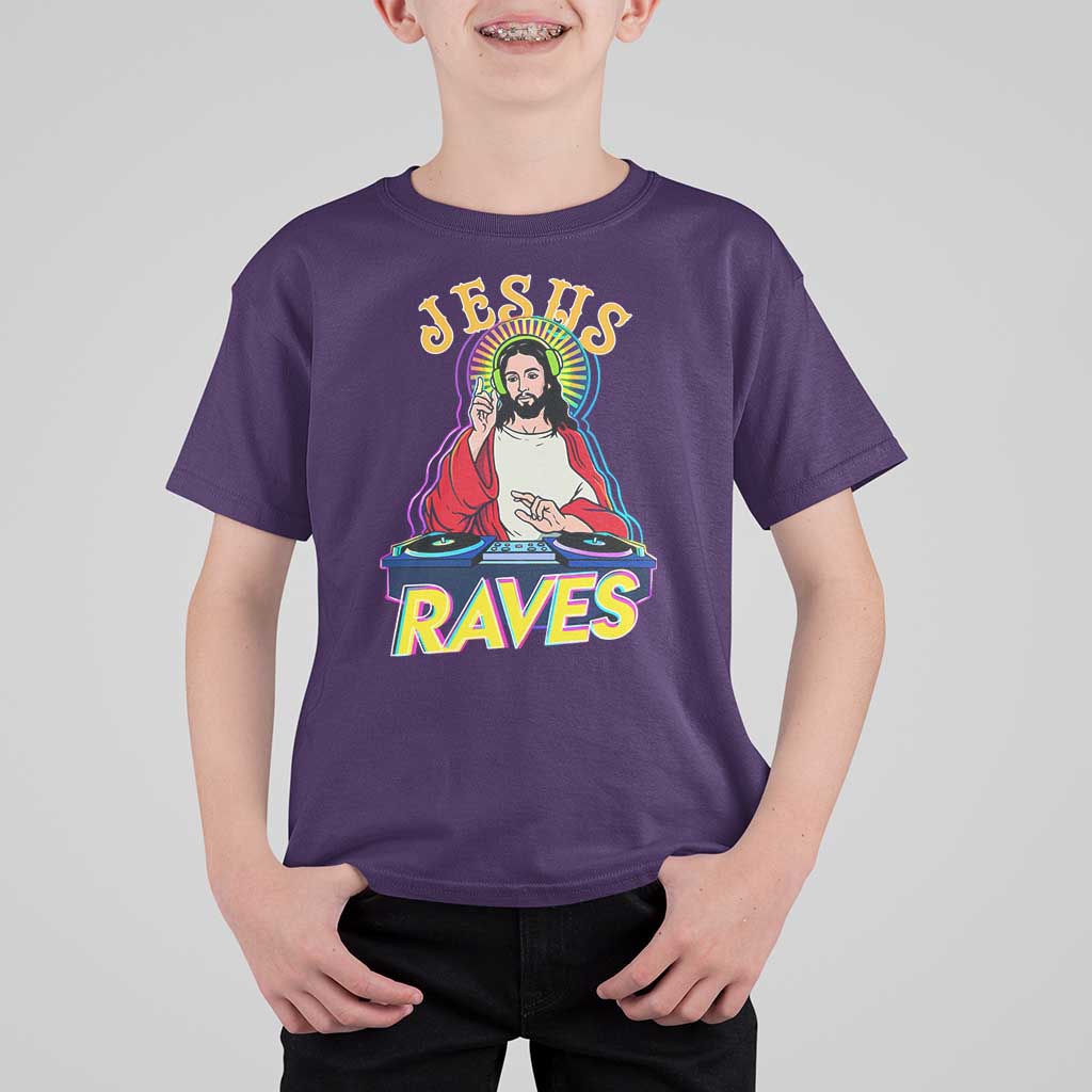 Funny Jesus DJ Raves Techno EDM Party T Shirt For Kid