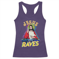 Funny Jesus DJ Raves Techno EDM Party Racerback Tank Top