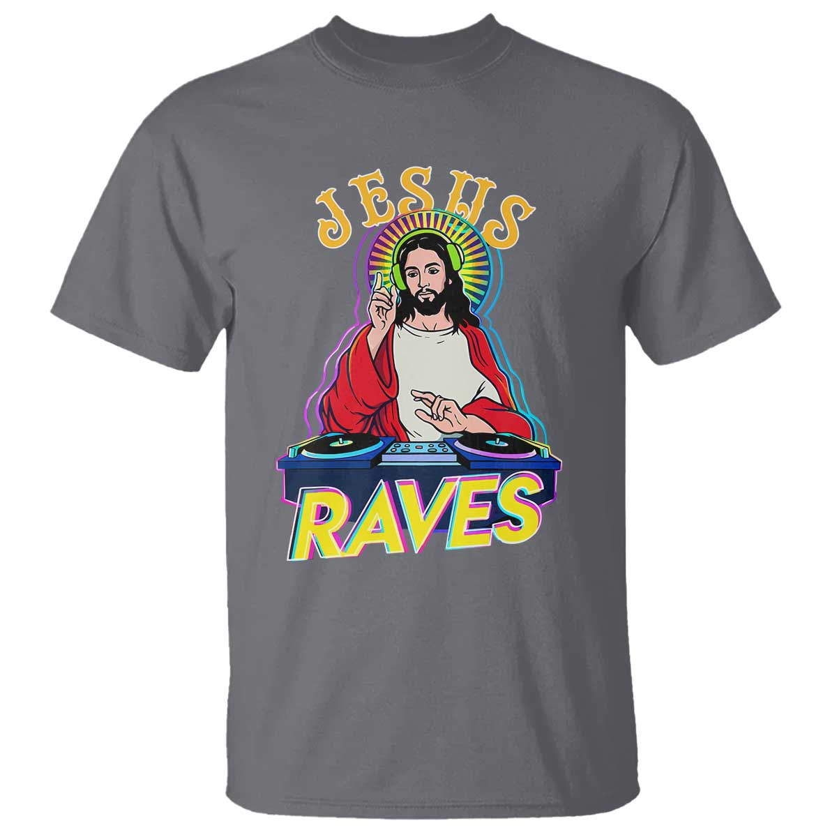 Funny Jesus DJ Raves Techno EDM Party T Shirt