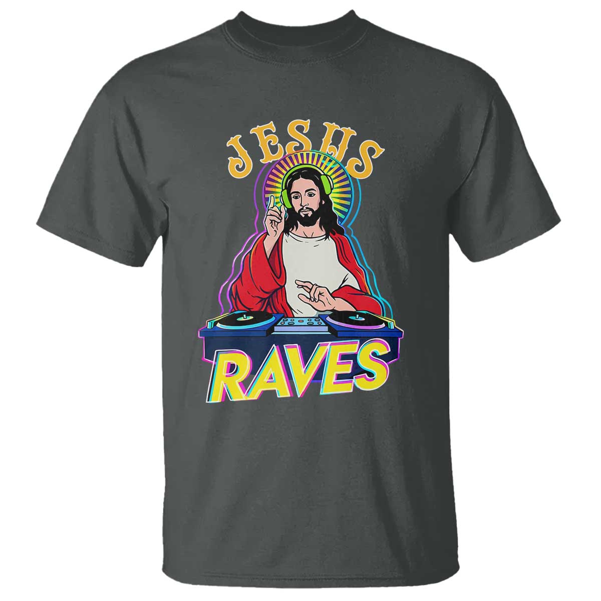 Funny Jesus DJ Raves Techno EDM Party T Shirt
