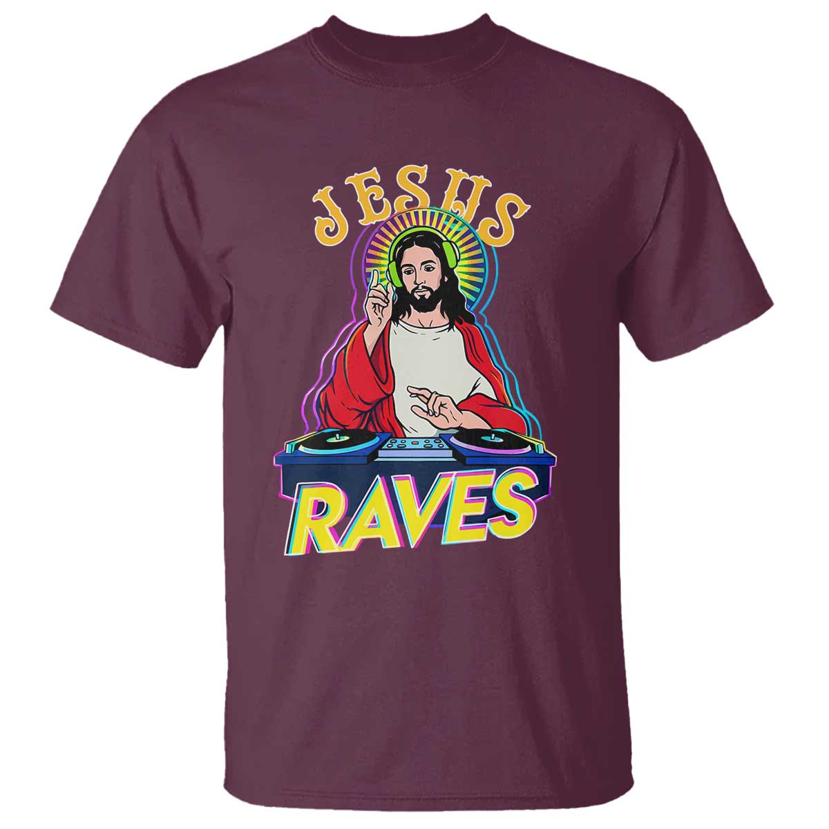 Funny Jesus DJ Raves Techno EDM Party T Shirt