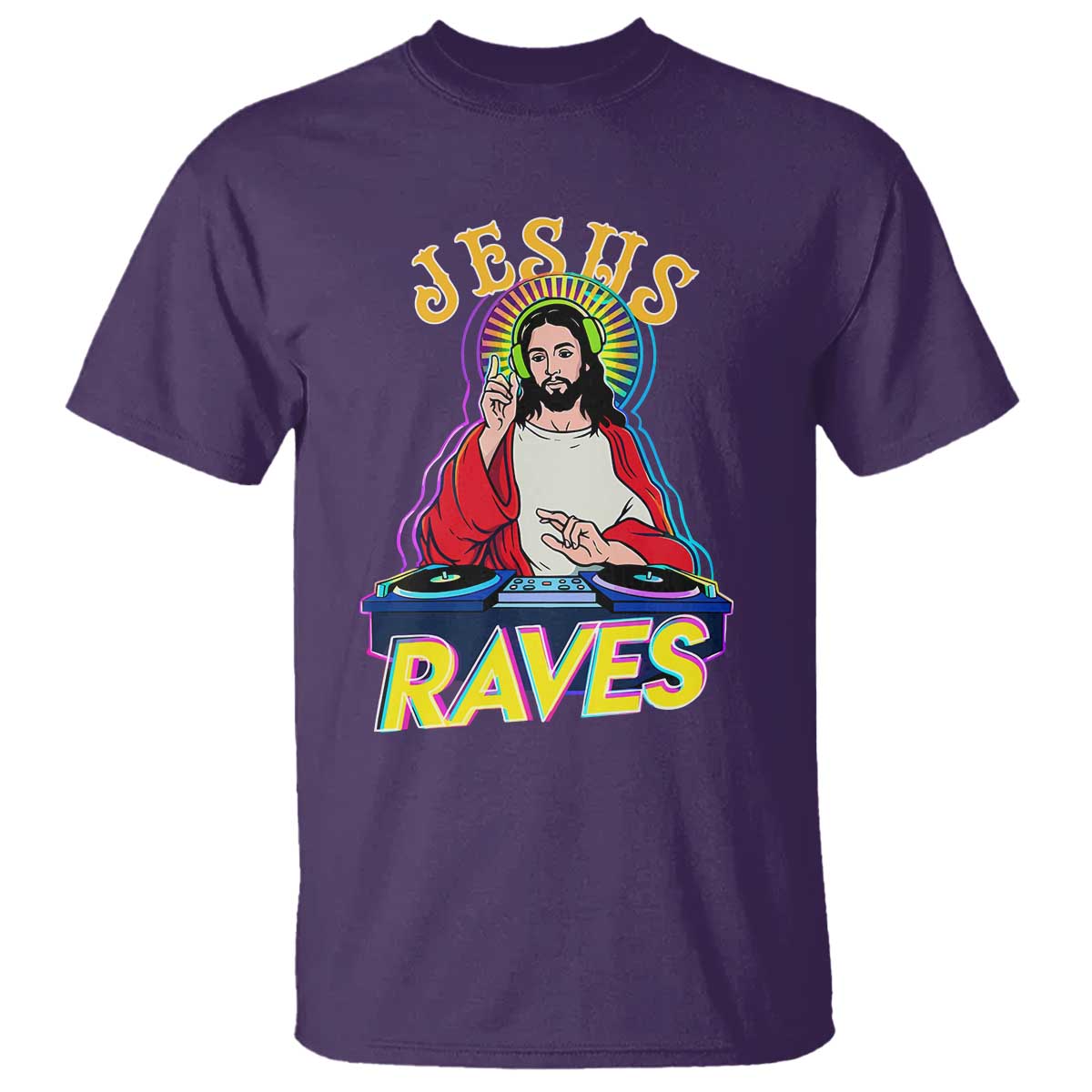 Funny Jesus DJ Raves Techno EDM Party T Shirt