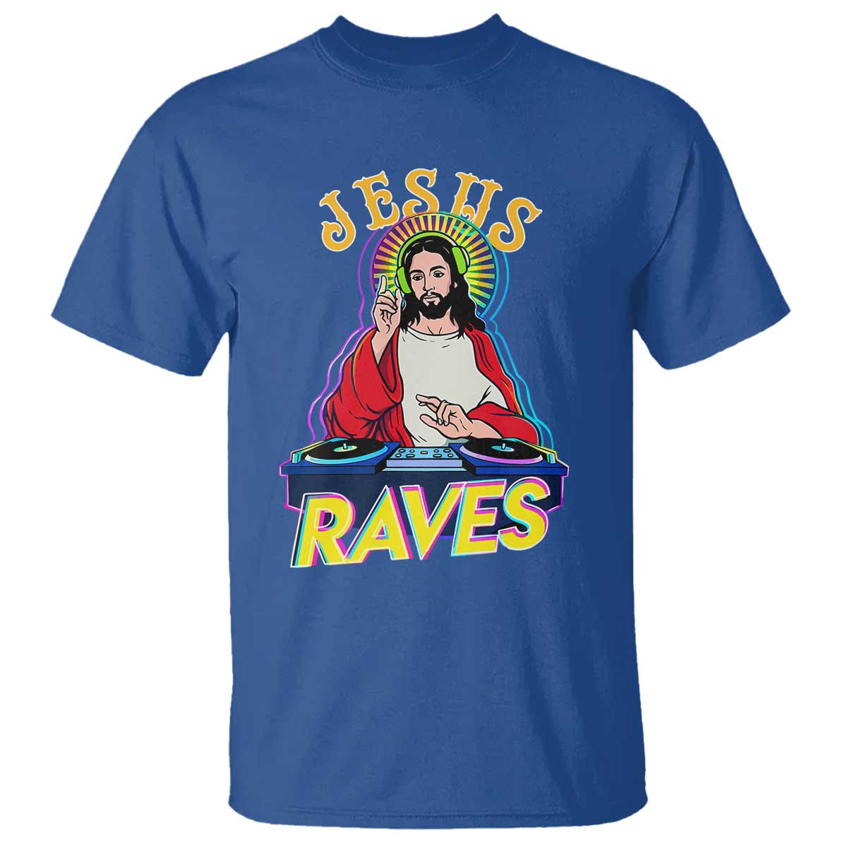 Funny Jesus DJ Raves Techno EDM Party T Shirt