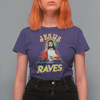 Funny Jesus DJ Raves Techno EDM Party T Shirt For Women