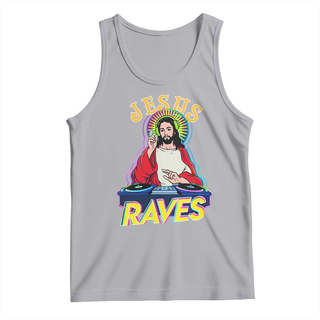 Funny Jesus DJ Raves Techno EDM Party Tank Top