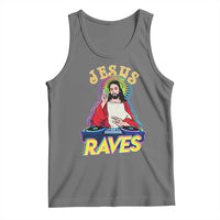 Funny Jesus DJ Raves Techno EDM Party Tank Top
