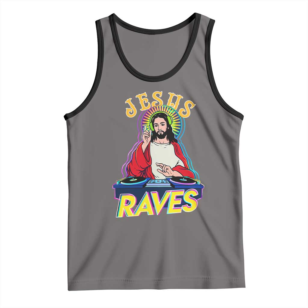 Funny Jesus DJ Raves Techno EDM Party Tank Top
