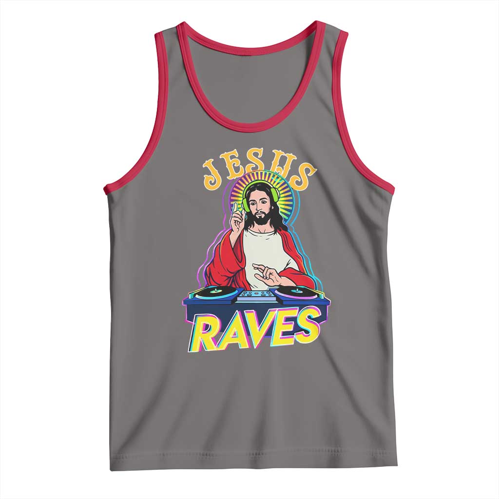 Funny Jesus DJ Raves Techno EDM Party Tank Top