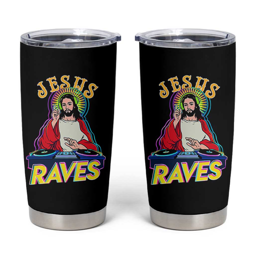 Funny Jesus DJ Raves Techno EDM Party Tumbler Cup