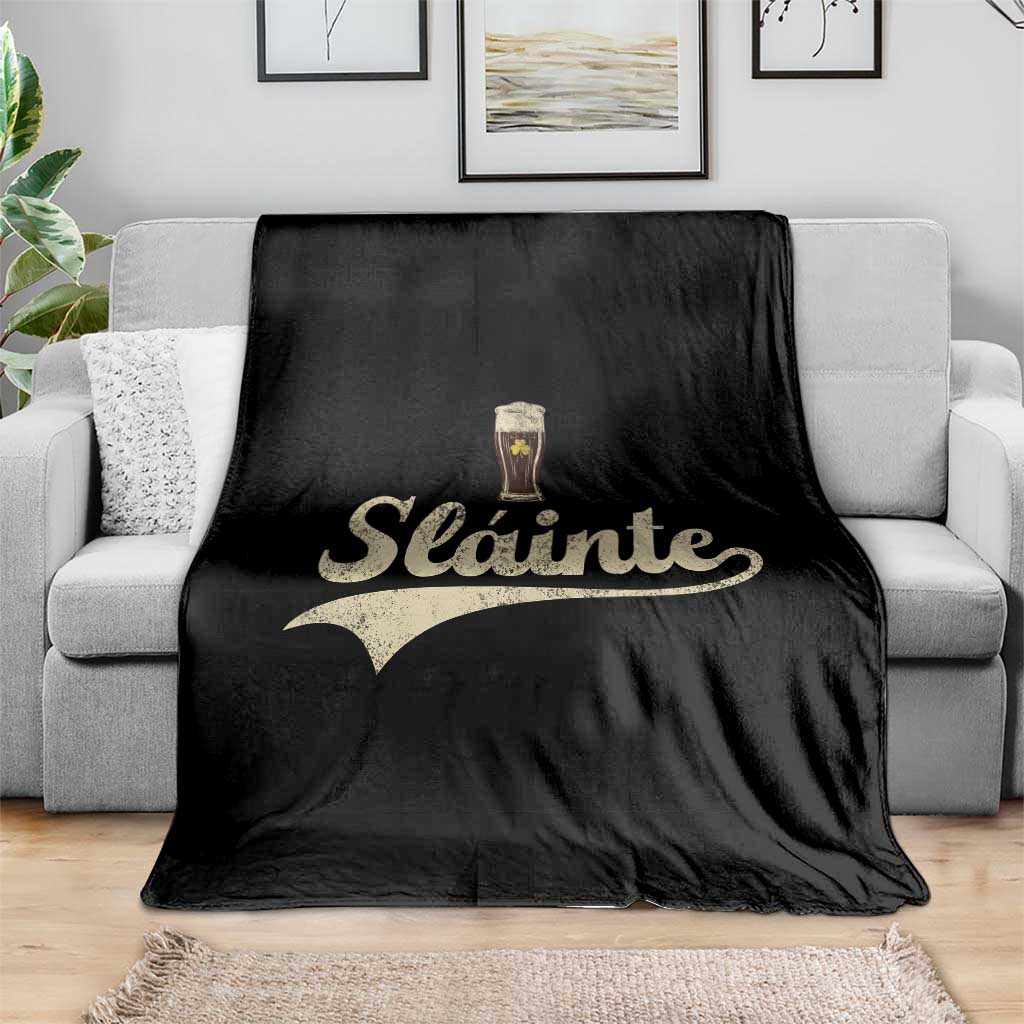 Funny Slainte Cheers Stout Beer Irish Shamrock St Patrick's Day Throw Blanket