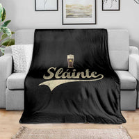 Funny Slainte Cheers Stout Beer Irish Shamrock St Patrick's Day Throw Blanket