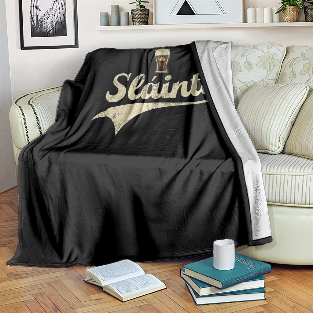 Funny Slainte Cheers Stout Beer Irish Shamrock St Patrick's Day Throw Blanket