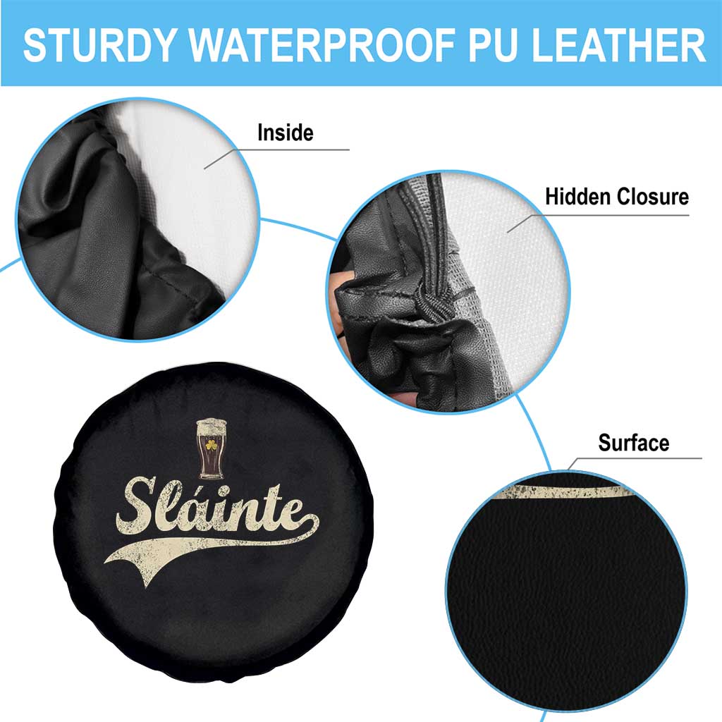 Funny Slainte Cheers Stout Beer Irish Shamrock St Patrick's Day Spare Tire Cover